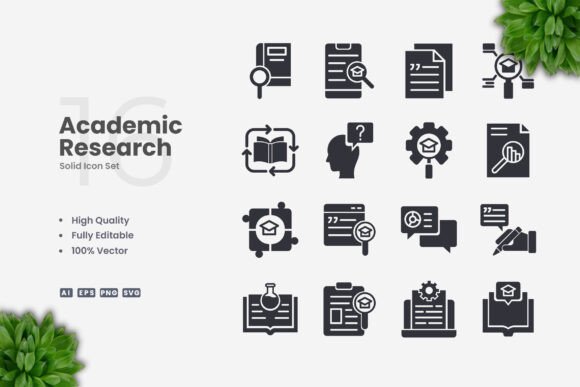 Academic Research Solid Icons