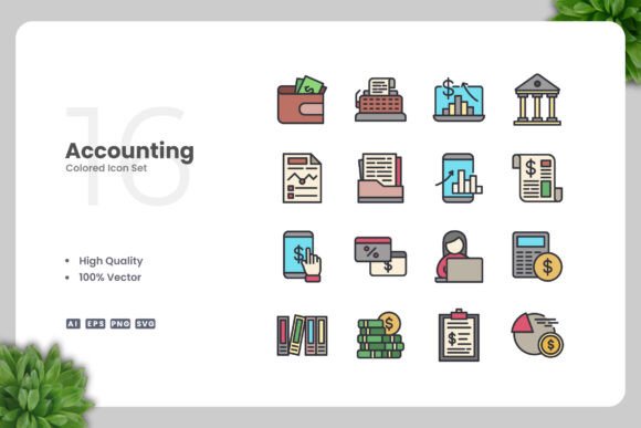 Accounting Color Icons: Graphics and Icons for Digital Sellers