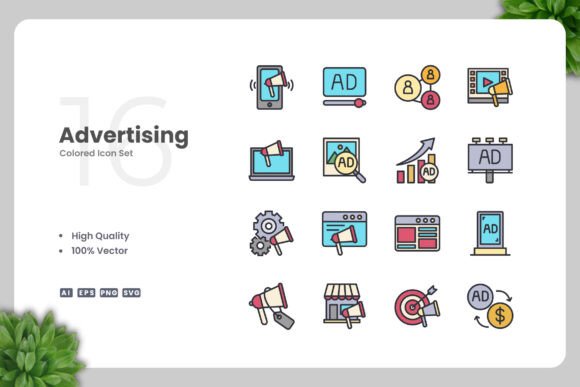 Advertising Color Icons for Graphics and Icons