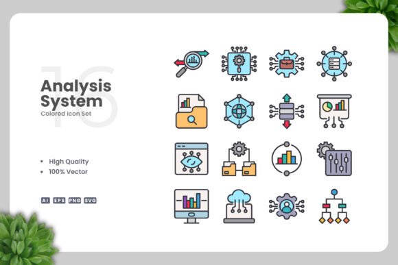 Analysis System Color Icons: Graphics and Icons for Modern Design