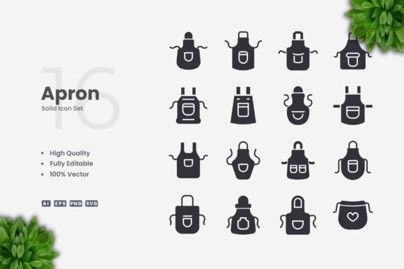 Apron Solid Icons: Graphics and Icons for Digital Sellers