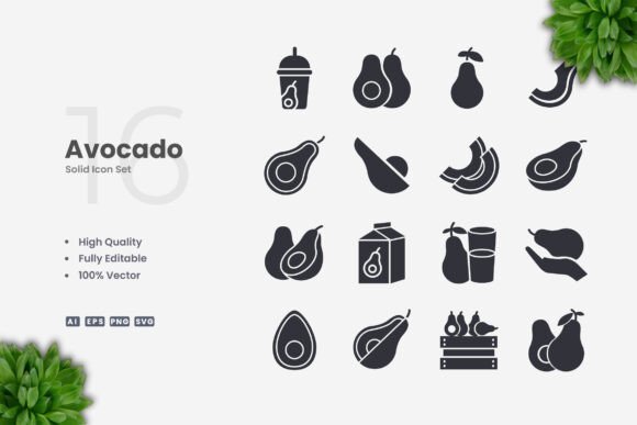 Avocado Solid Icons: Graphics and Icons for Creative Design