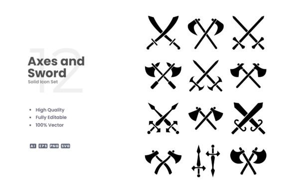 Axes and Sword Icons: Graphics for Digital Sellers