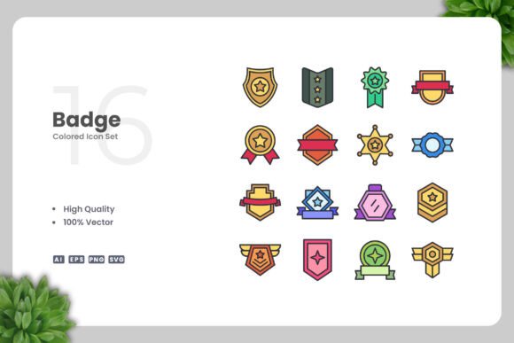 Badge Color Icons for Graphics and Icons
