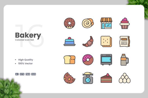 Bakery Color Icons: Graphics and Icons for Local Branding