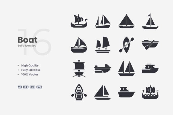 Boat Solid Icons: Graphics and Icons for Modern Design