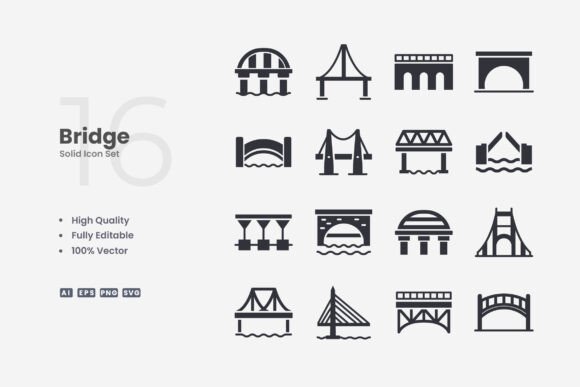 Bridge Solid Icons: Graphics and Icons for Clean Design