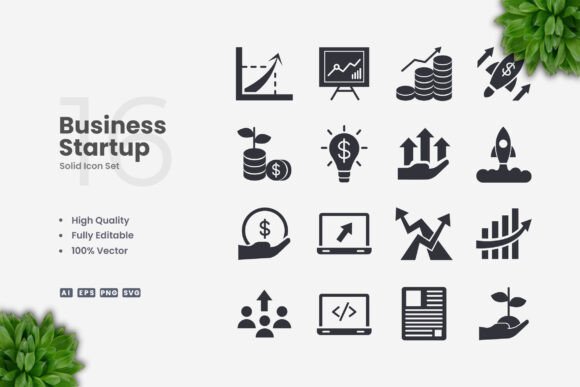 Business Startup Solid Icons: Graphics and Icons for Modern Design