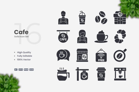 Cafe Solid Icons: Graphics and Icons for Digital Sellers