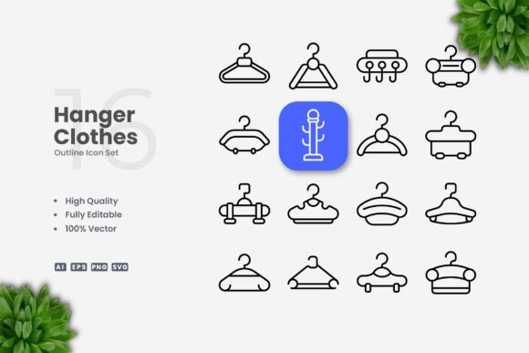 Clothes Hanger Icons: Clean Graphics for Branding
