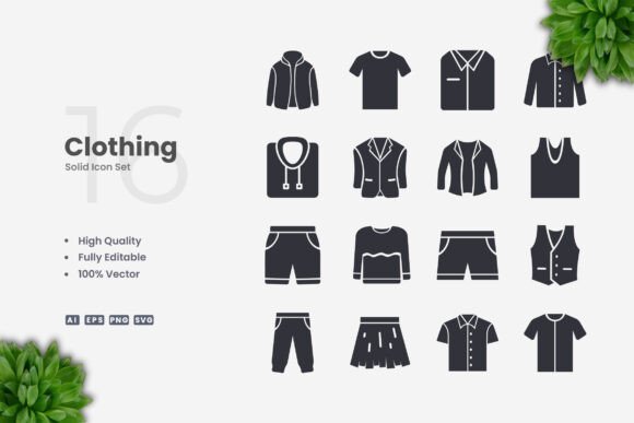 Clothing Solid Icons: Graphics and Icons for Digital Sellers