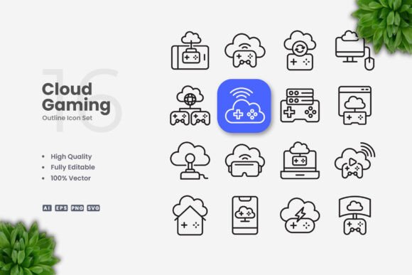 Cloud Gaming Icons: Modern Graphics for Brand Identity