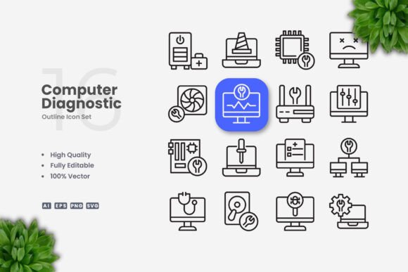 Computer Diagnostic Icons: Essential Graphics for Modern Brands