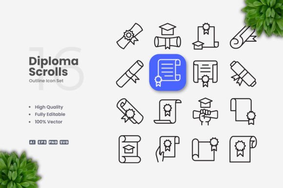 Diploma Scrolls Icons: Graphics and Icons for Polished Content
