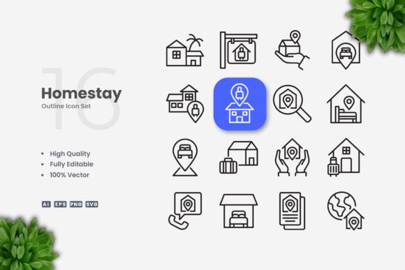 Homestay Icons: Graphics and Icons for Digital Sellers