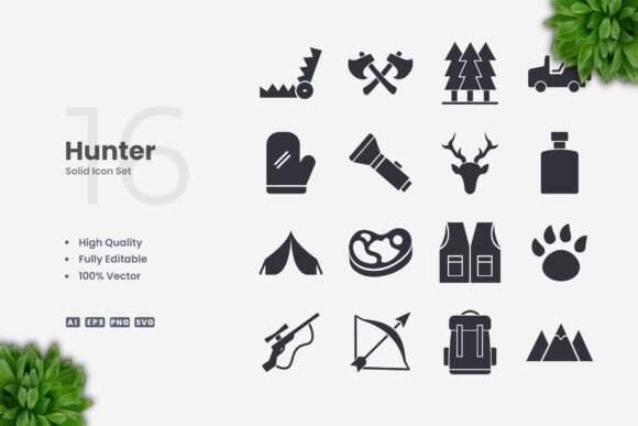 Hunter Solid Icons: Graphics and Icons for Digital Sellers