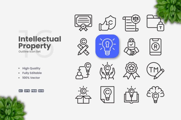 Intellectual Property Icons: Graphics and Icons for Modern Design