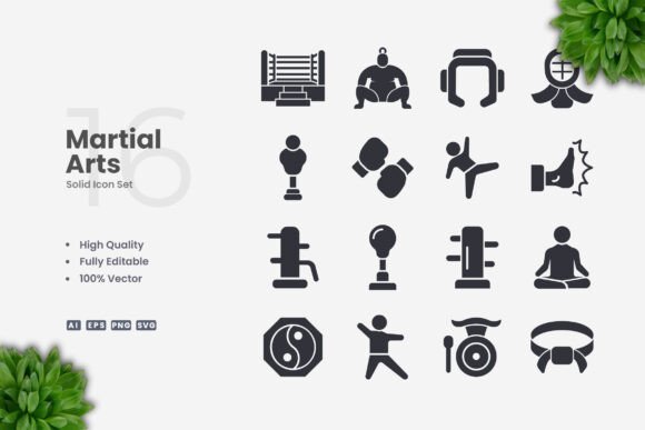 Martial Arts Solid Icons: Graphics and Icons for Local Business