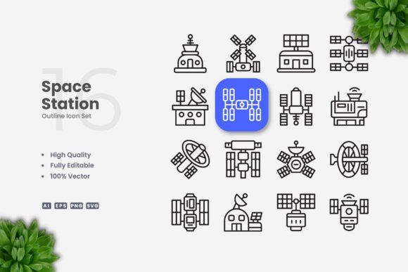 Space Station Icons: Graphics for Modern Branding